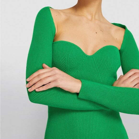 arch4 Cashmere Coco Midi Dress in Emerald Green XS - Picture 2 of 16